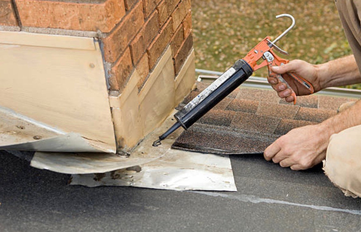 repairing some damage roof area