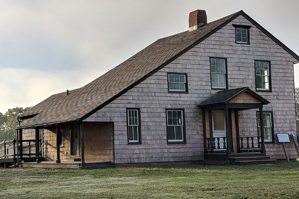 a property sporting a saltbox style roof
