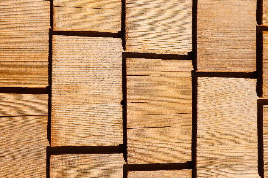 closeup of wood shingle roofing